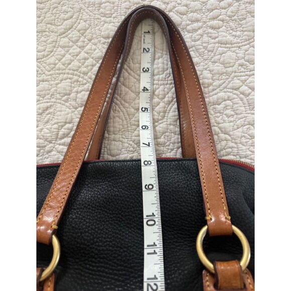 Dooney and Bourke Florentine Pebble Grain Leather Satchel, Black/Brown. - Picture 13 of 15